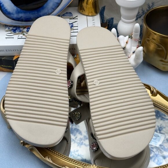 🆕 KURT GEIGER LONDON 🧿 NWOB White Orson Flower Power Slide Sandals, Sz39 US8.5 - Picture 12 of 13